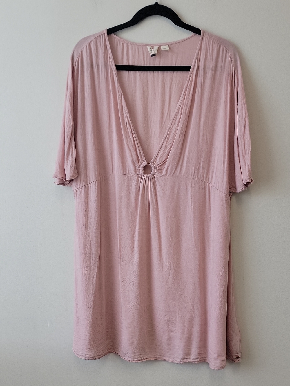 Roxy Blush Pink Lightweight Breathable Viscose Tunic Mini Dress Swim Coverup